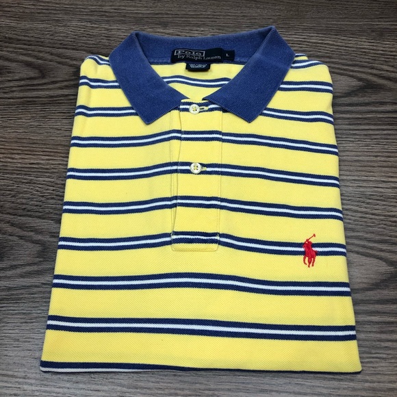 Polo by Ralph Lauren Other - Polo Ralph Lauren Yellow Blue Stripe Polo Shirt L Polo by Ralph Lauren Other - Polo Ralph Lauren Yellow Blue Stripe Polo Shirt L